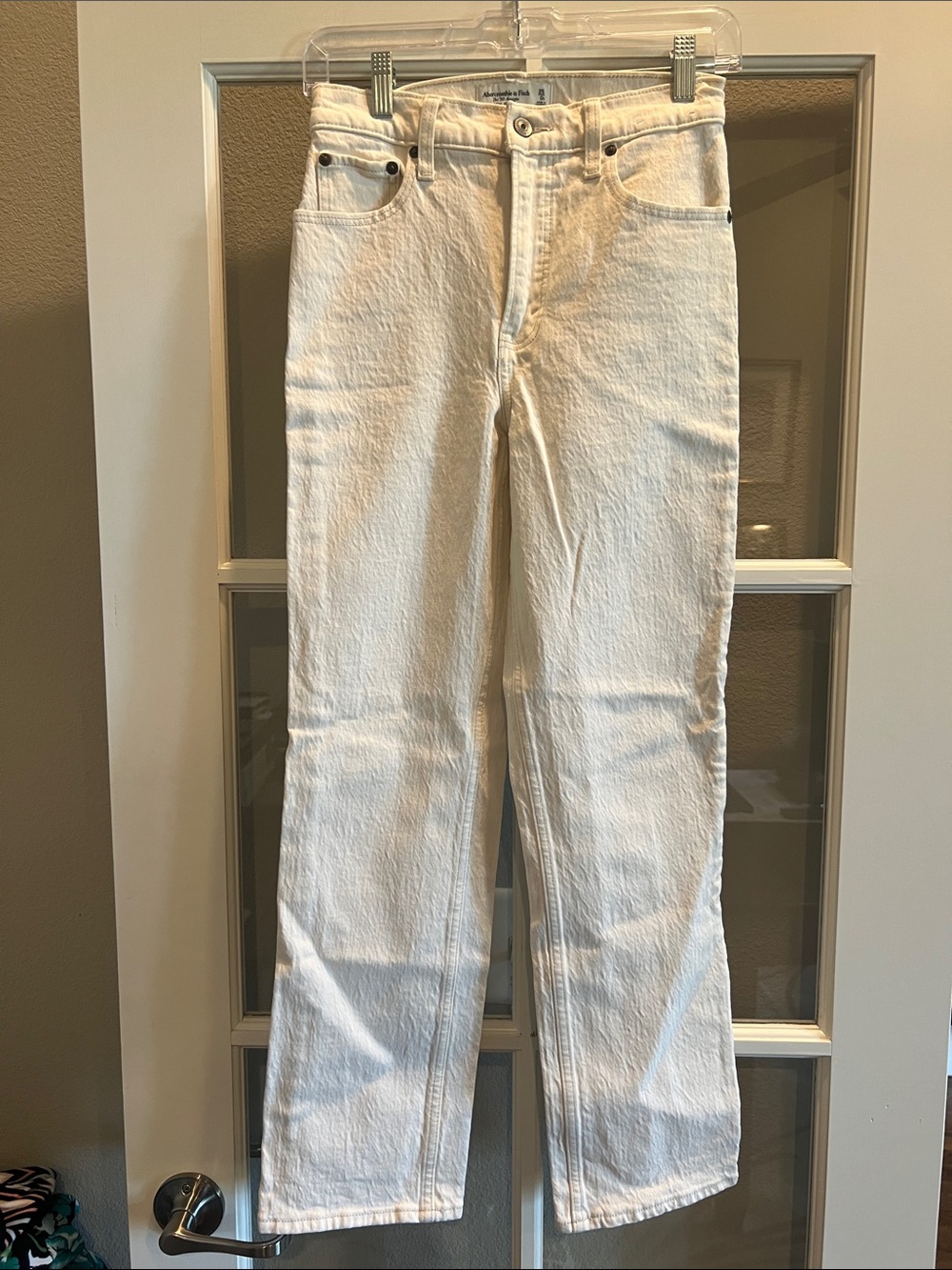 Abercrombie & Fitch Cream Straight-Leg Jeans